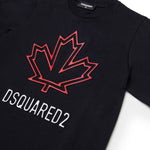 Dsquared2 Kids T-shirt Nera con Canadian Leaf per Bambini