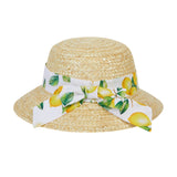 Deolinda kids Cappello in Paglia con Fantasia Limoni per Bambine