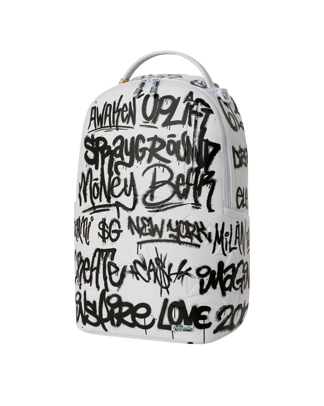 Sprayground Kids Zaino Think On It Bianco con Stampa Graffiti Neri