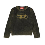 Diesel Kids Maglione Verde con Logo Oval D per Bambini