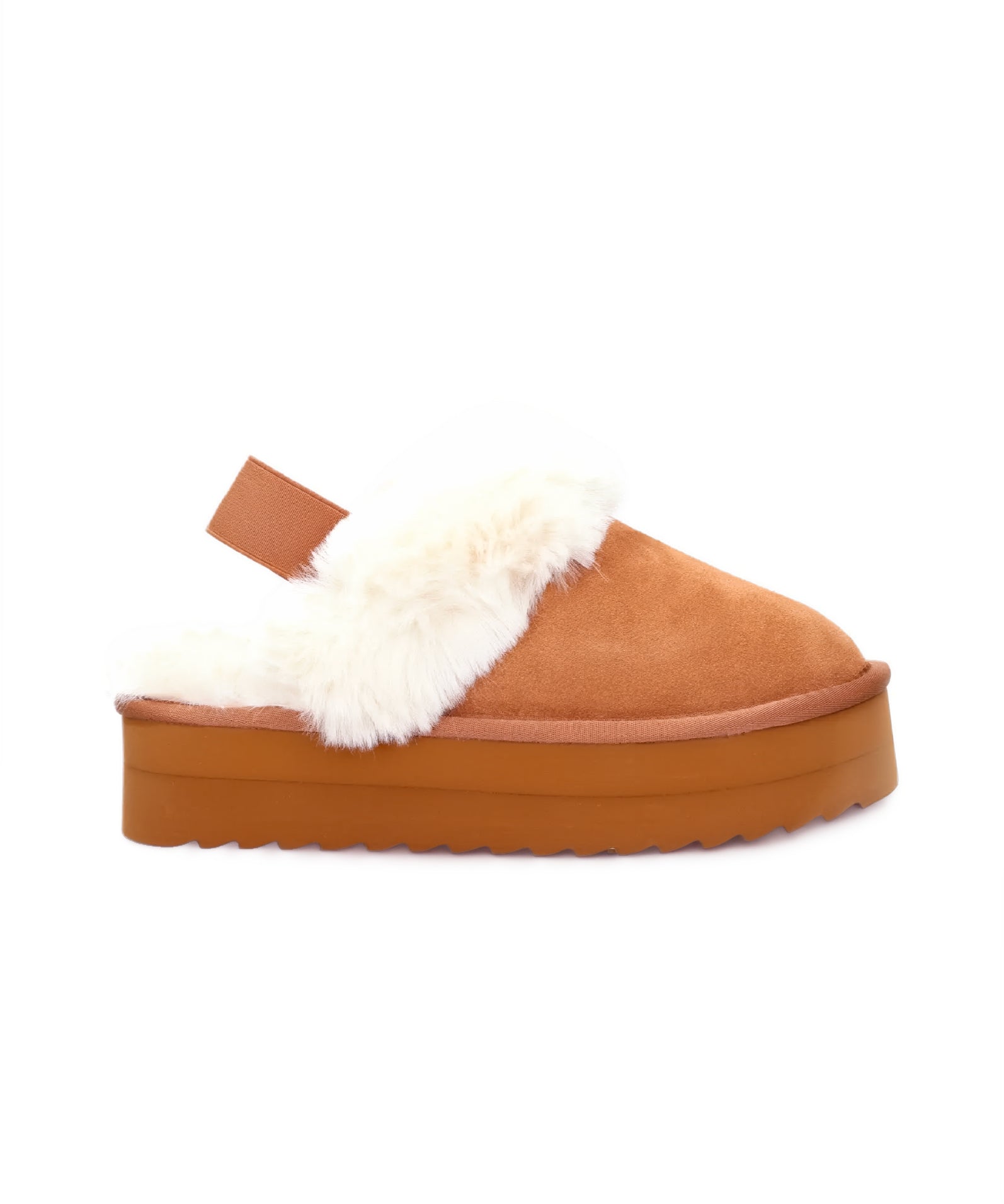 Colors of California Pantofole Tan Biscotto con Fascia in Finta Pelliccia Bianca per Bambine