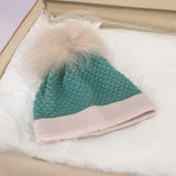 Marlù Cappello verde/rosa con Pon Pon per neonate