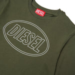 Diesel Kids T-shirt Verde con Stampa Logo Oval D Unisex per Bambini