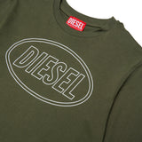 Diesel Kids T-shirt Verde con Stampa Logo Oval D Unisex per Bambini