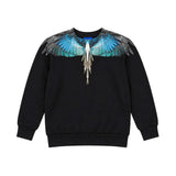 Marcelo Burlon County of Milan Kids Felpa Nero con Stampa Ali Celeste per Bambini