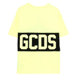 Gcds Kids T-Shirt Giallo con Banda Nera Logata per Bambini