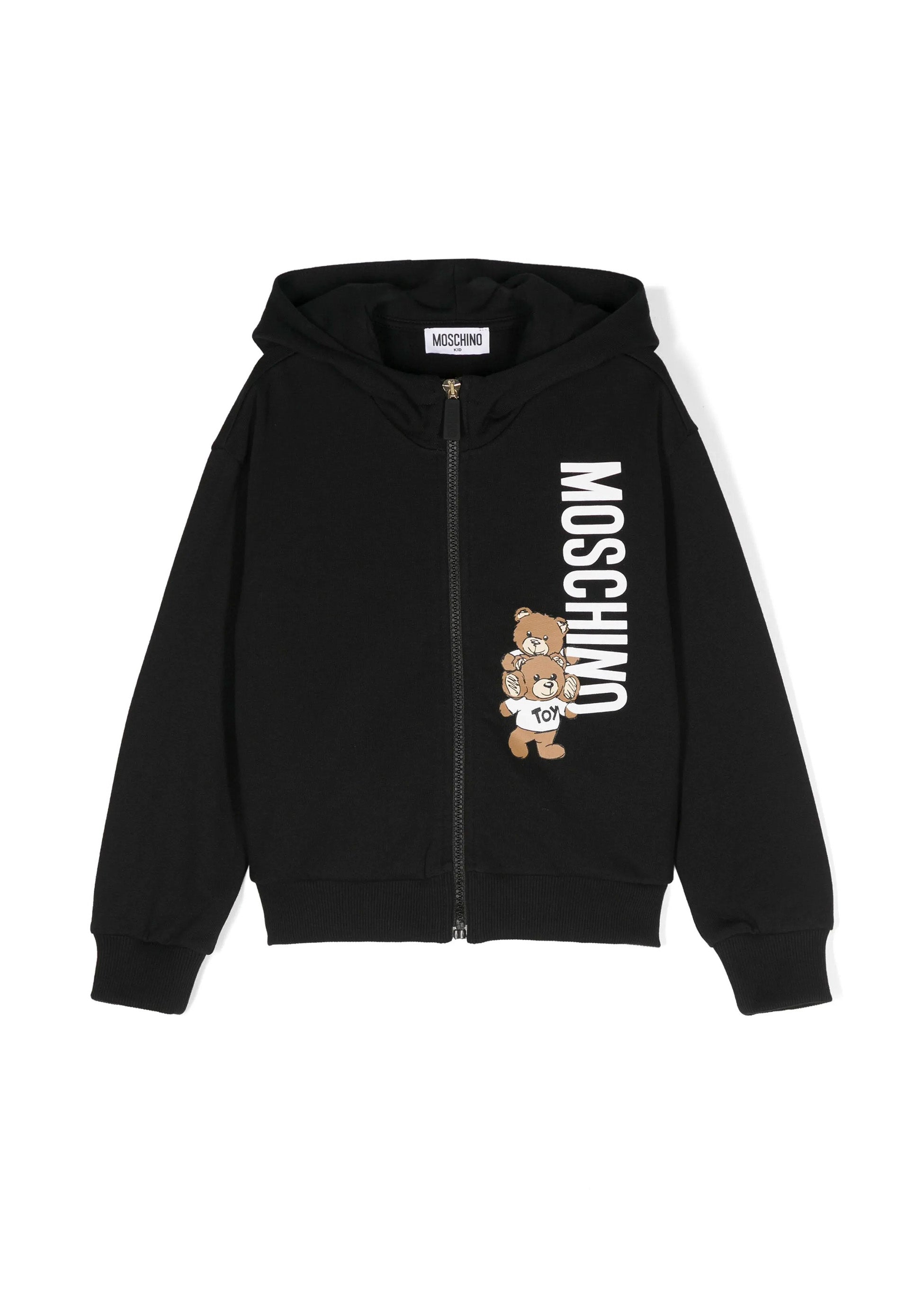 Moschino Kids Felpa Nera con Cappuccio e Zip per Bambini