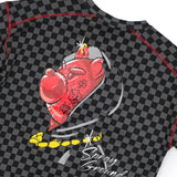 Sprayground Kids Felpa Girocollo Grigio Fantasia a Scacchi con Toppe Logo e STampa sul Retro per Bambini