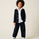 John Richmond Kids Black Trousers with Leather Stripes for Children