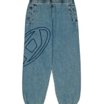 Diesel Kids Jeans Jogger Azzurri con Maxi Logo Oval D Ricamato per Bambine