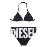 Diesel Kids Bikini Nero con Stampa Logo a Contrasto per Bambine