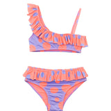 EffeK Costume Bikini Fantasia Pois Viola/Pesca per Bambine (fronte)