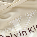 Calvin Klein Kids FElpa WhiteCap Gray con Cappuccio e Logo Ricamato a COntrasto per Bambine