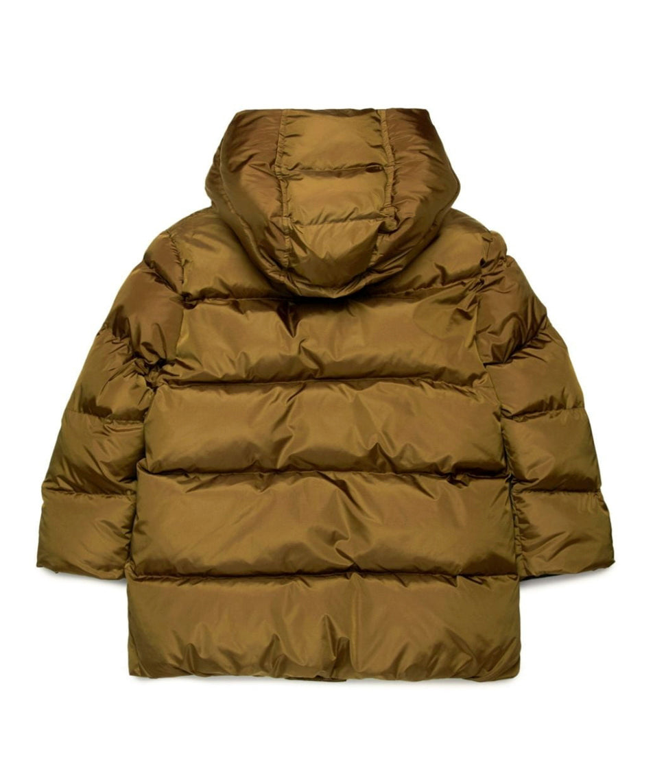 Dsquared2 Kids Giubbino Trapuntato Marrone con Logo Leaf per Bambini (retro)