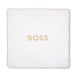 Boss Kids Coperta Beige/Bianco a Strisce per Neonati