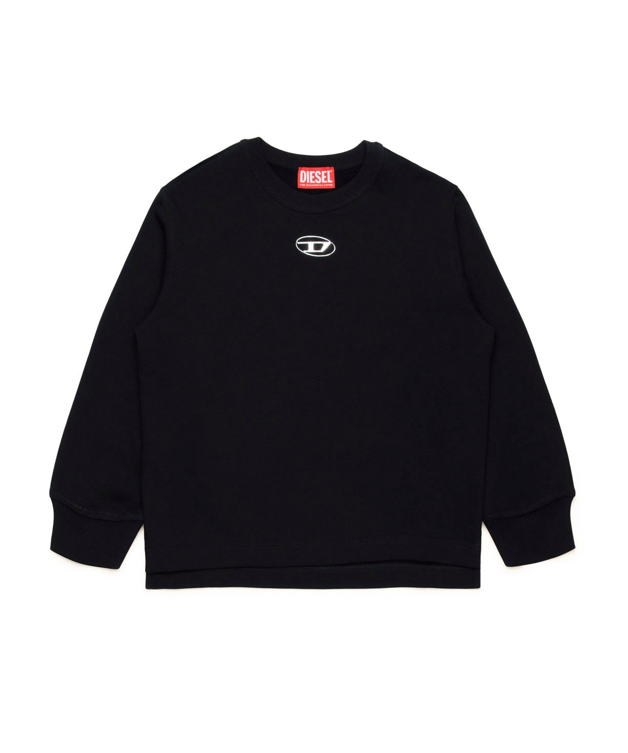 Diesel Kids Felpa Girocollo Nera con Logo Oval D