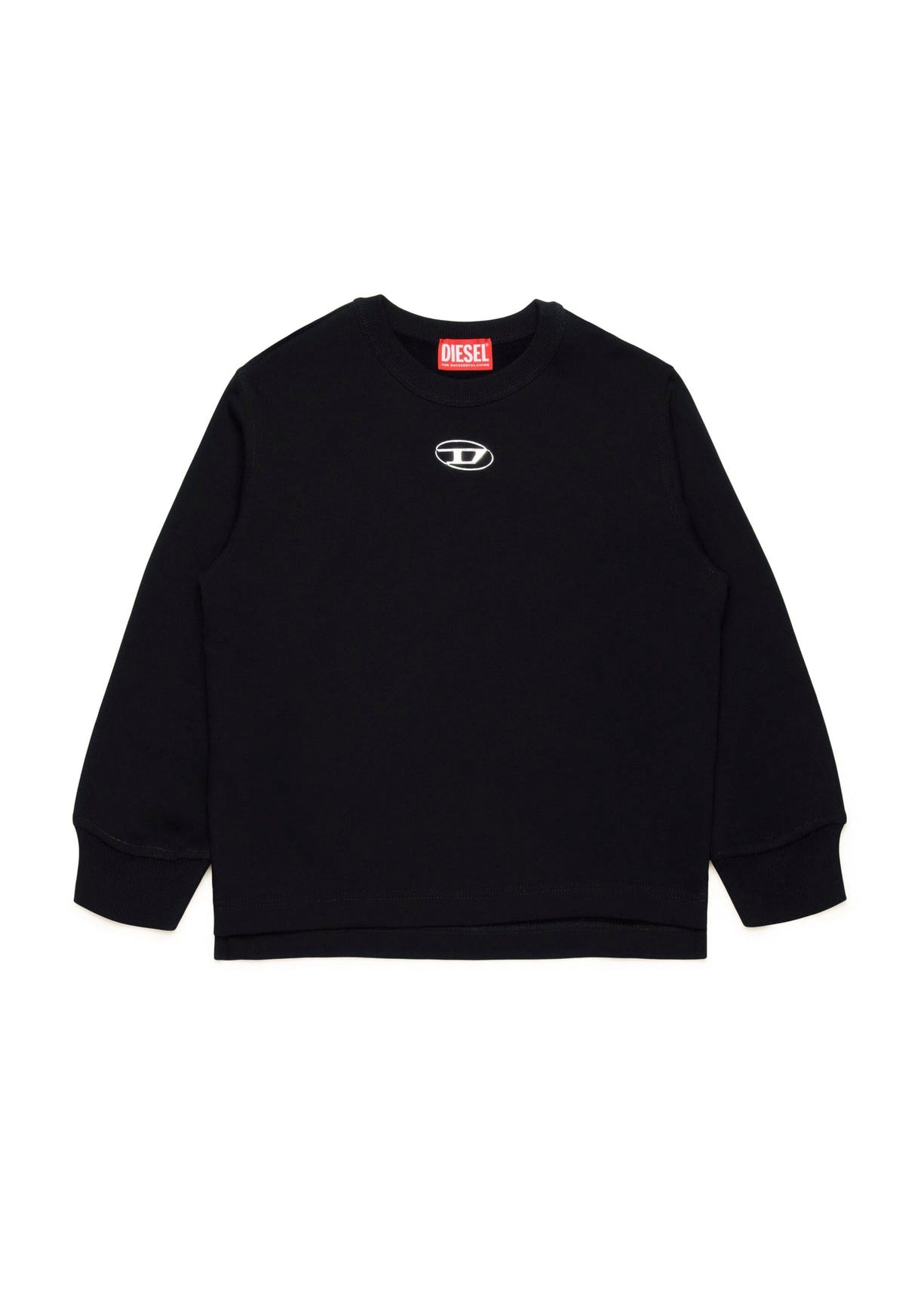 Diesel Kids Felpa Girocollo Nera con Logo Oval D