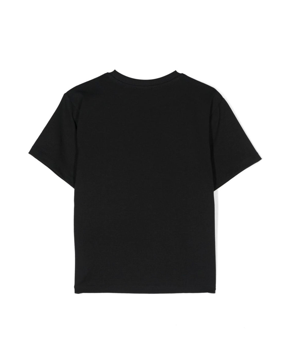 Moschino Kids T-shirt Nera con Stampa Codice a Barra per Bambini (retro)
