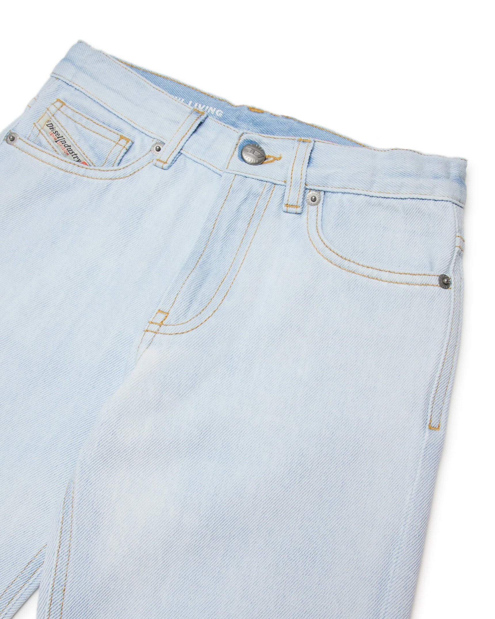 Diesel Kids Jeans con Lavaggio Chiaro e Cuciture a Contrasto Regular Fit per Bambini