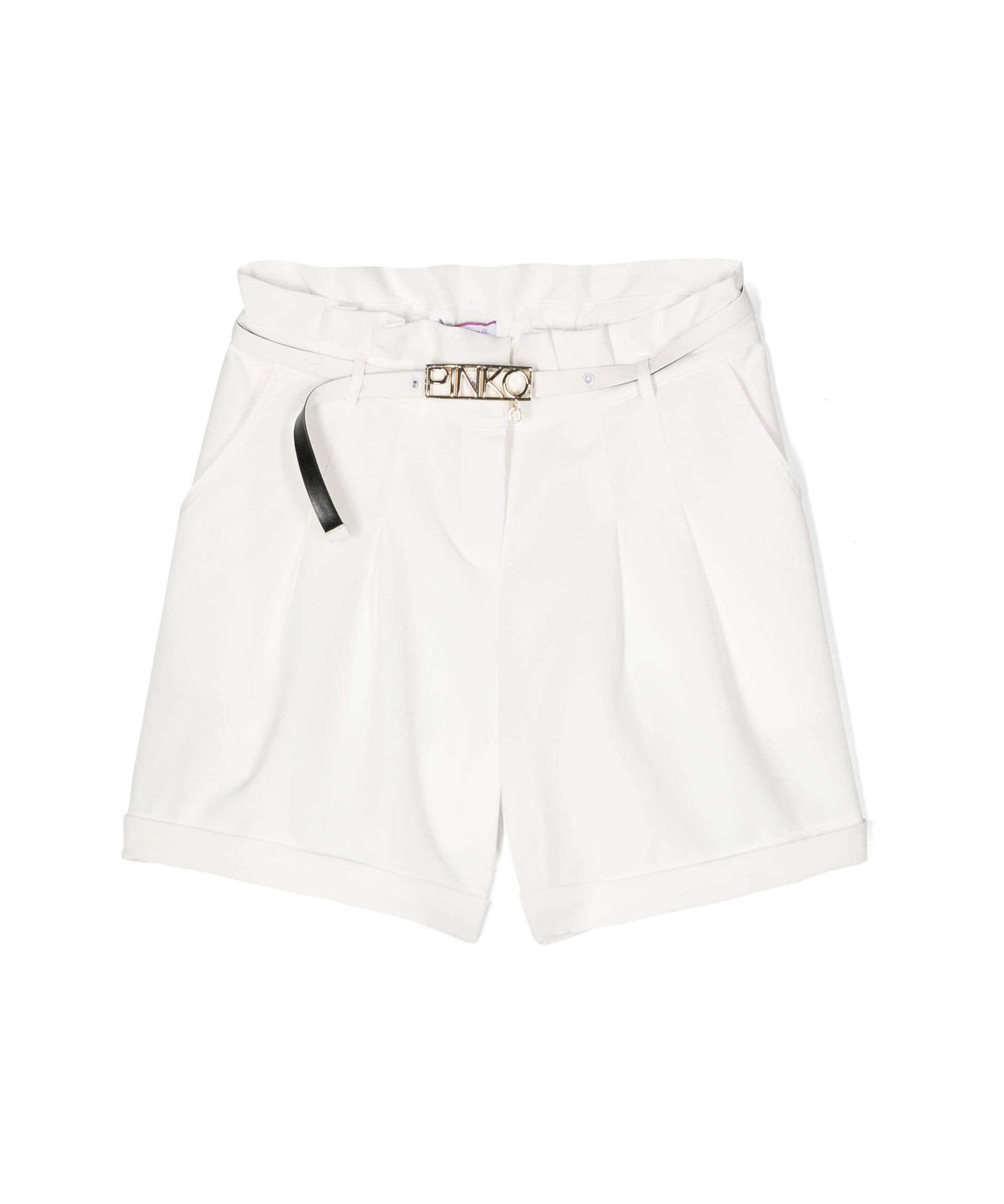 Pinko Kids Short Bianco con Cintura Logata per Bambine 
