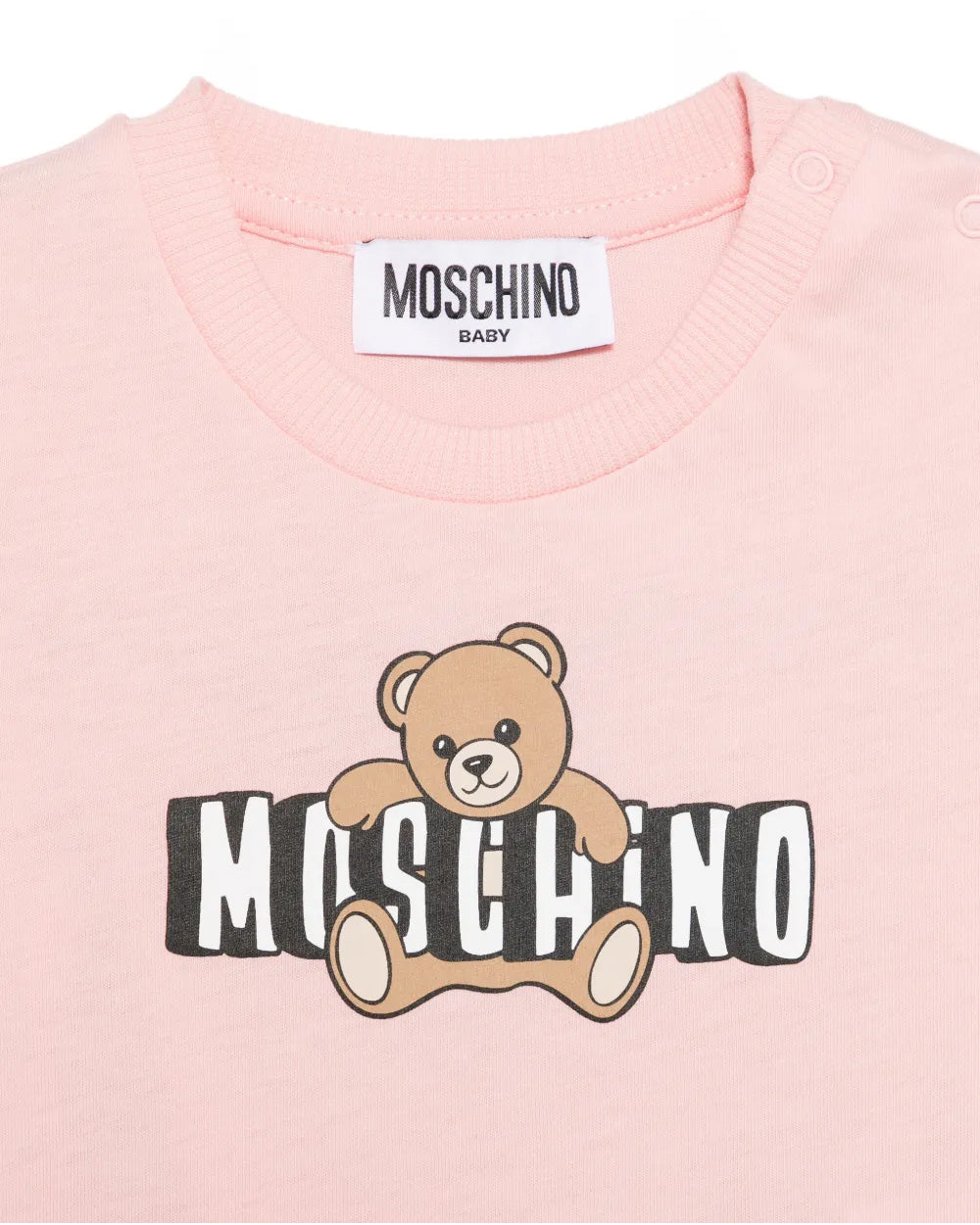 Moschino Kids T-Shirt Rosa con Logo Teddy Bear per Neonate