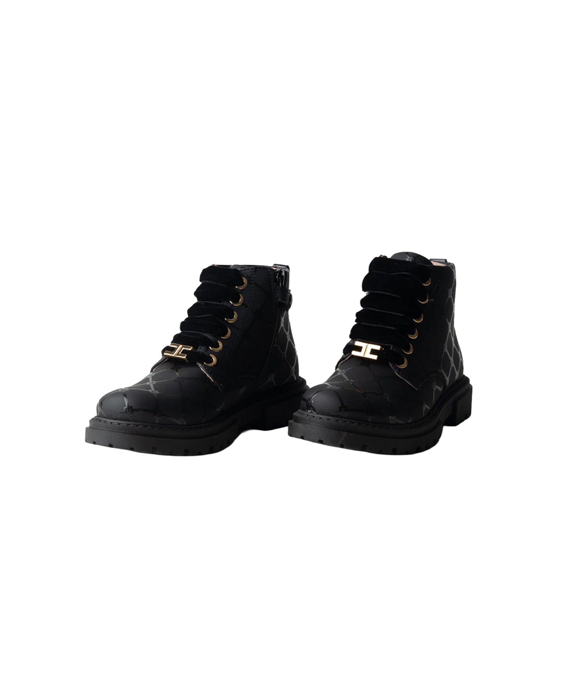 Elisabetta Franchi La Mia Bambina Stivale Nero con Logo All-Over per Neonate