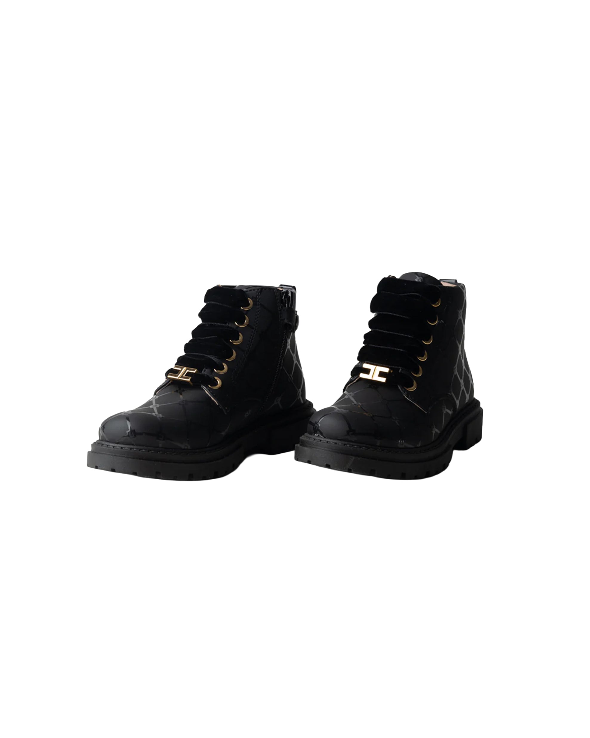 Elisabetta Franchi La Mia Bambina Stivale Nero con Logo All-Over per Neonate