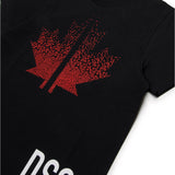 Dsquared2 Kids T-shirt Nera con Applicazione Leaf Strass per Bambine (dettaglio)
