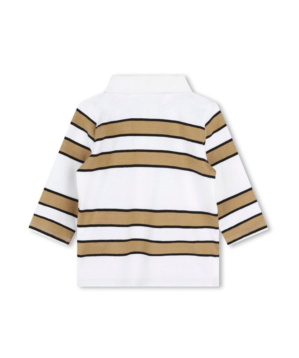 Boss Kids Polo Bianca/Biscotto a Righe per Neonati
 (retro)