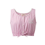 Vicolo Kids Top Rosa a Righe con Logo per Bambine