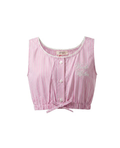 Vicolo Kids Top Rosa a Righe con Logo per Bambine