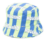 Moschino Kids Cappello a Righe Verde e Blu All-Over per Bambini