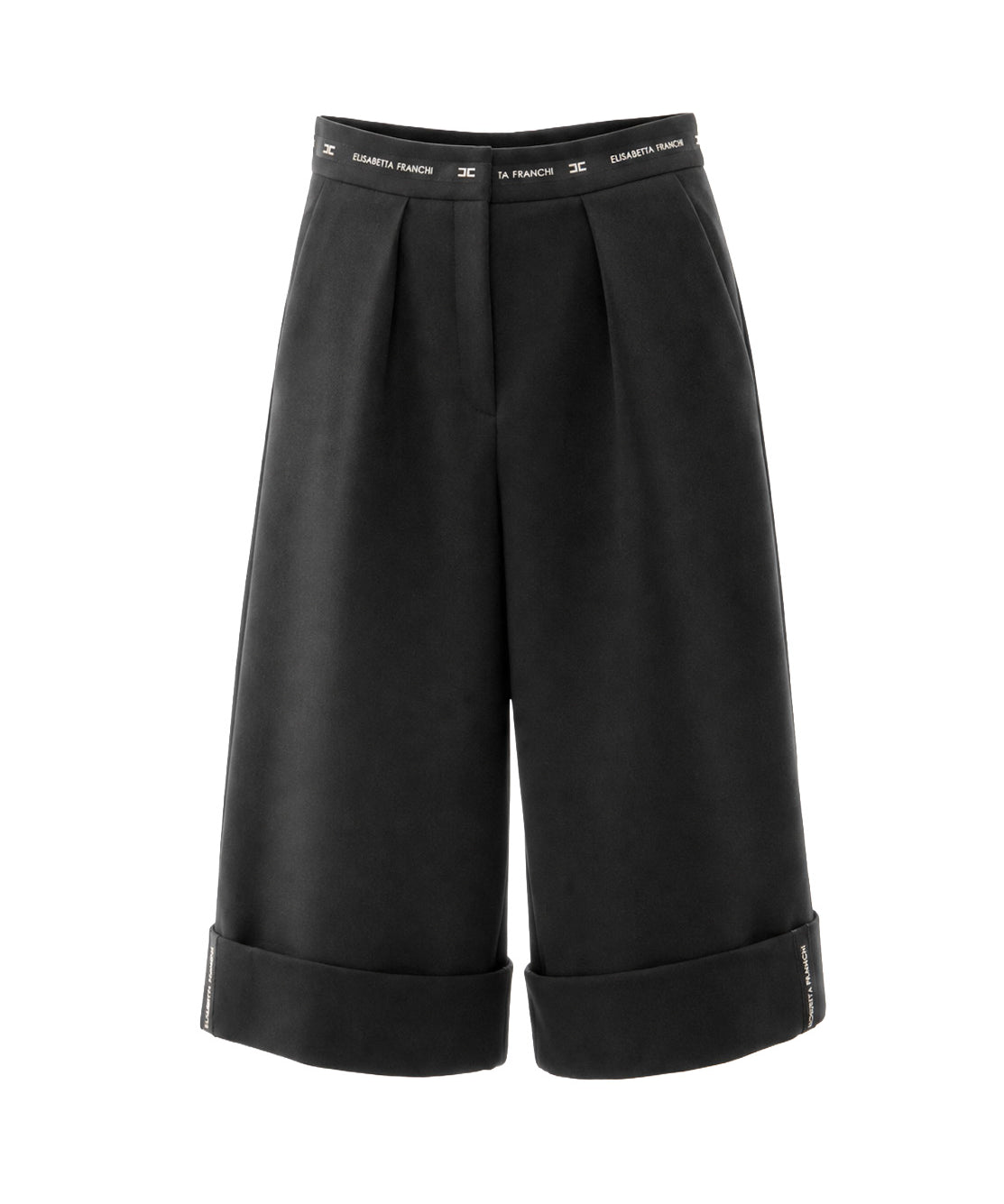 Elisabetta Franchi La Mia Bambina Pantalone Nero con Dettaglo Fascia Logo a Contrasto per Bambine