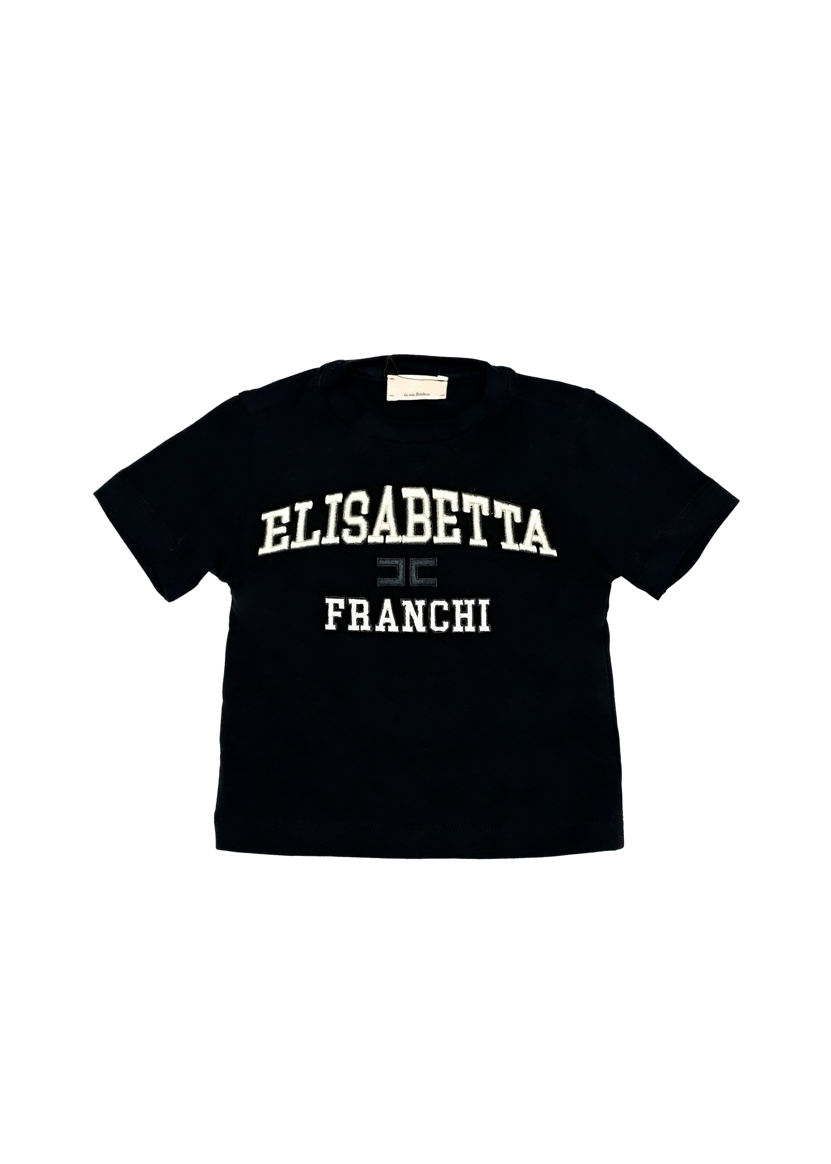 Elisabetta Franchi La Mia Bambina T-shirt Nera con Ricamo per Neonate