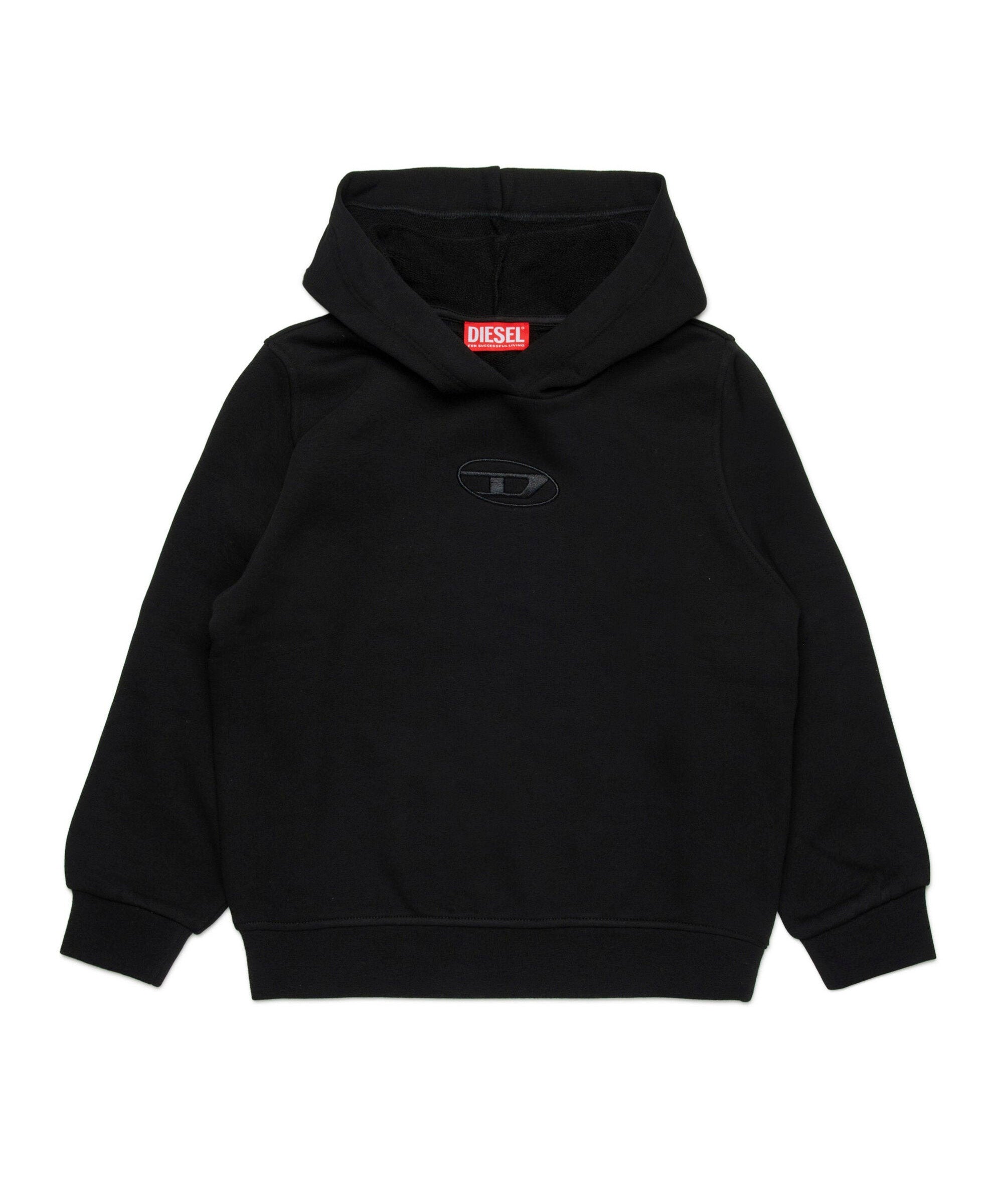 Diesel Kids Felpa Nera con Cappuccio per Bambini 