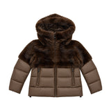 BLAUER Kids Piumino con Pelliccia Marrone per Bambini