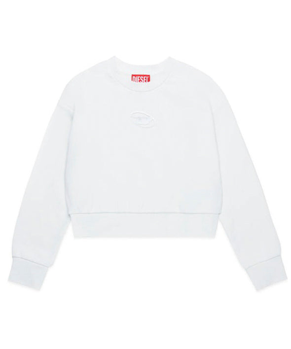 Diesel Kids Felpa Girocollo Bianca con Logo Oval D per Bambine