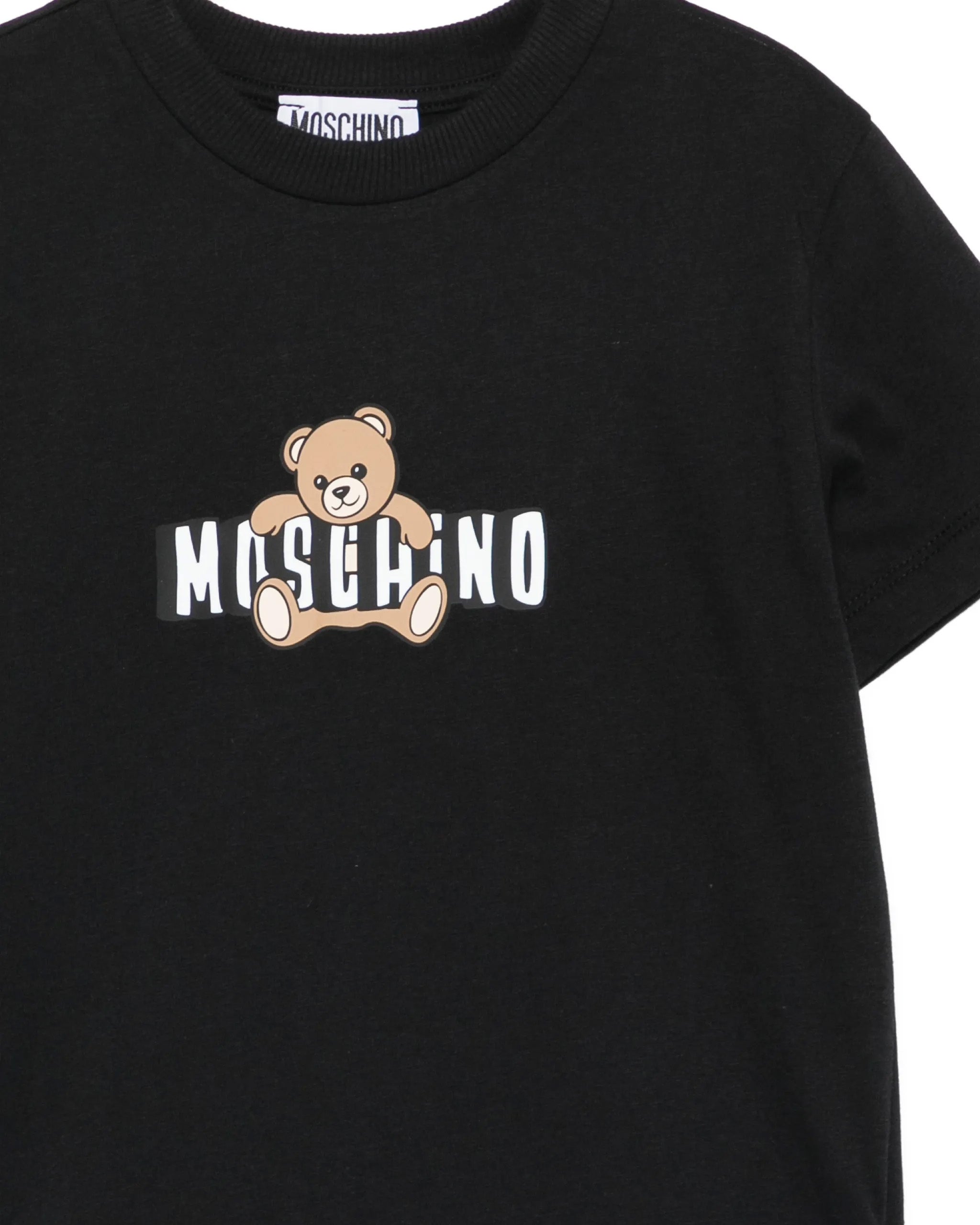 Moschino Kids T-Shirt Nero con Logo Teddy Bear per Bambini