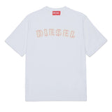 Diesel Kids T-Shirt Bianco con Logo in Denim per Bambini