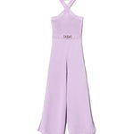 Twinset Kids Tuta in Maglia Viola con Logo Jacquard per Bambine