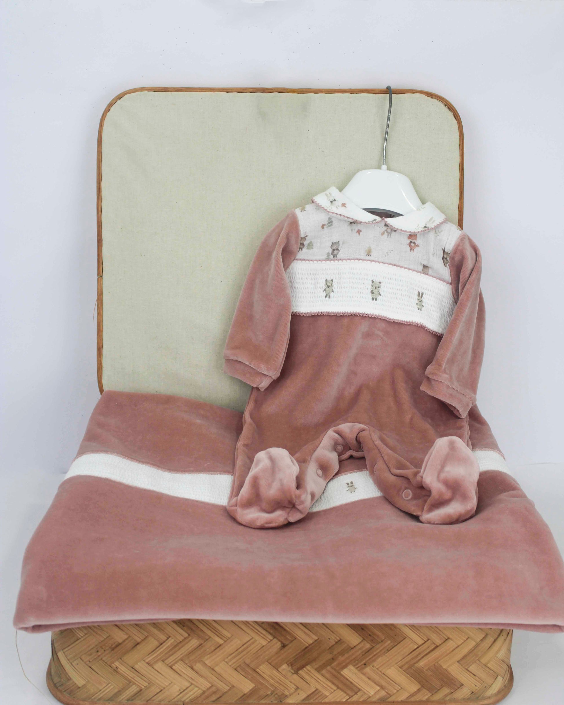 Deolinda Tutina Terracotta con Ricami per Neonate