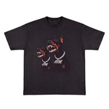 ArtSuperMoney Kids T-Shirt Nero Stampa Cani con Strass per Bambini