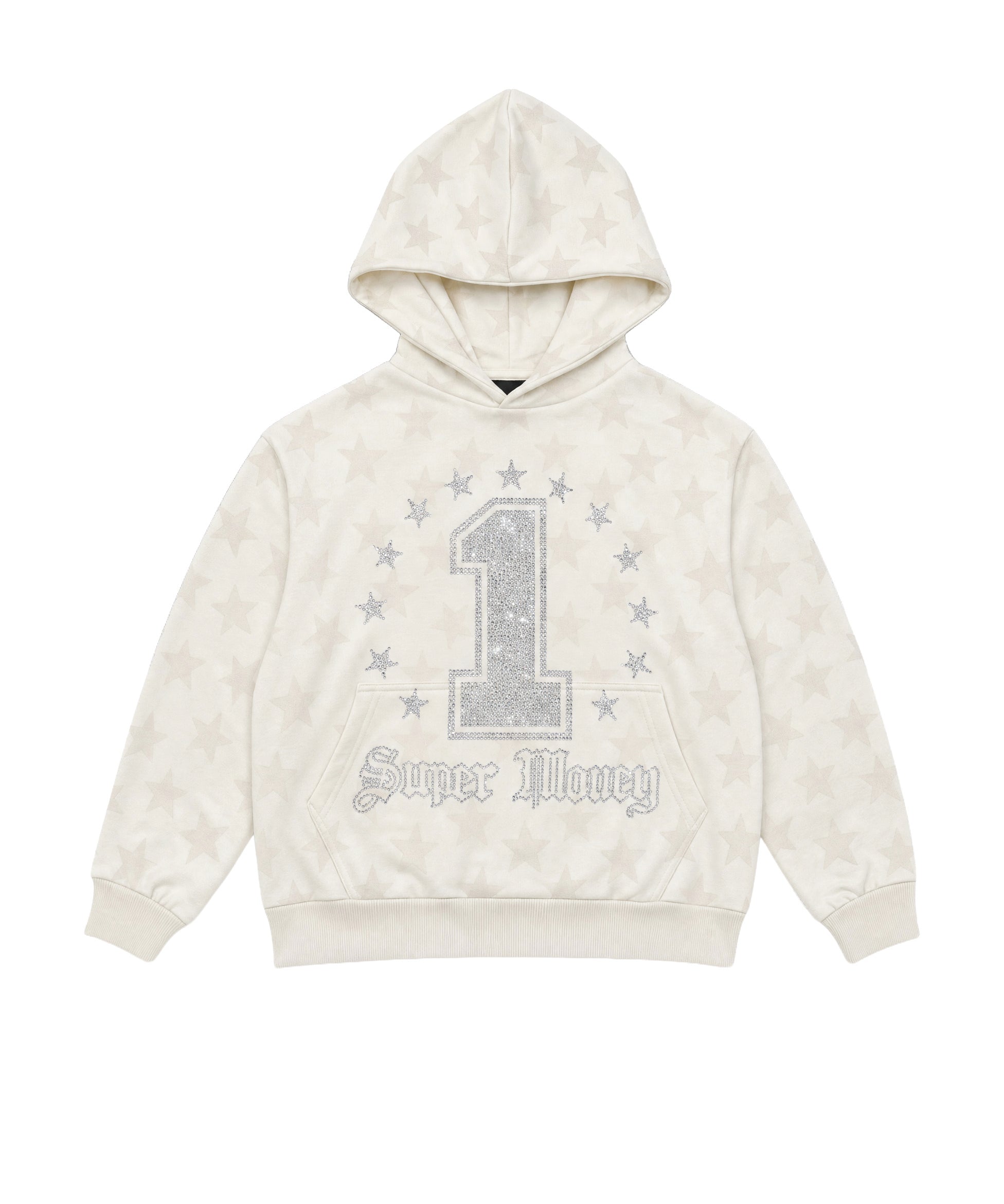 Art Super Money Kids Felpa con Cappuccio Bianco Fantasia Stelle e Strass per Bambini