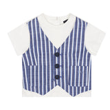 Fay Kids T-Shirt Bianca/Blu con Applicazione Gilet per Bambini