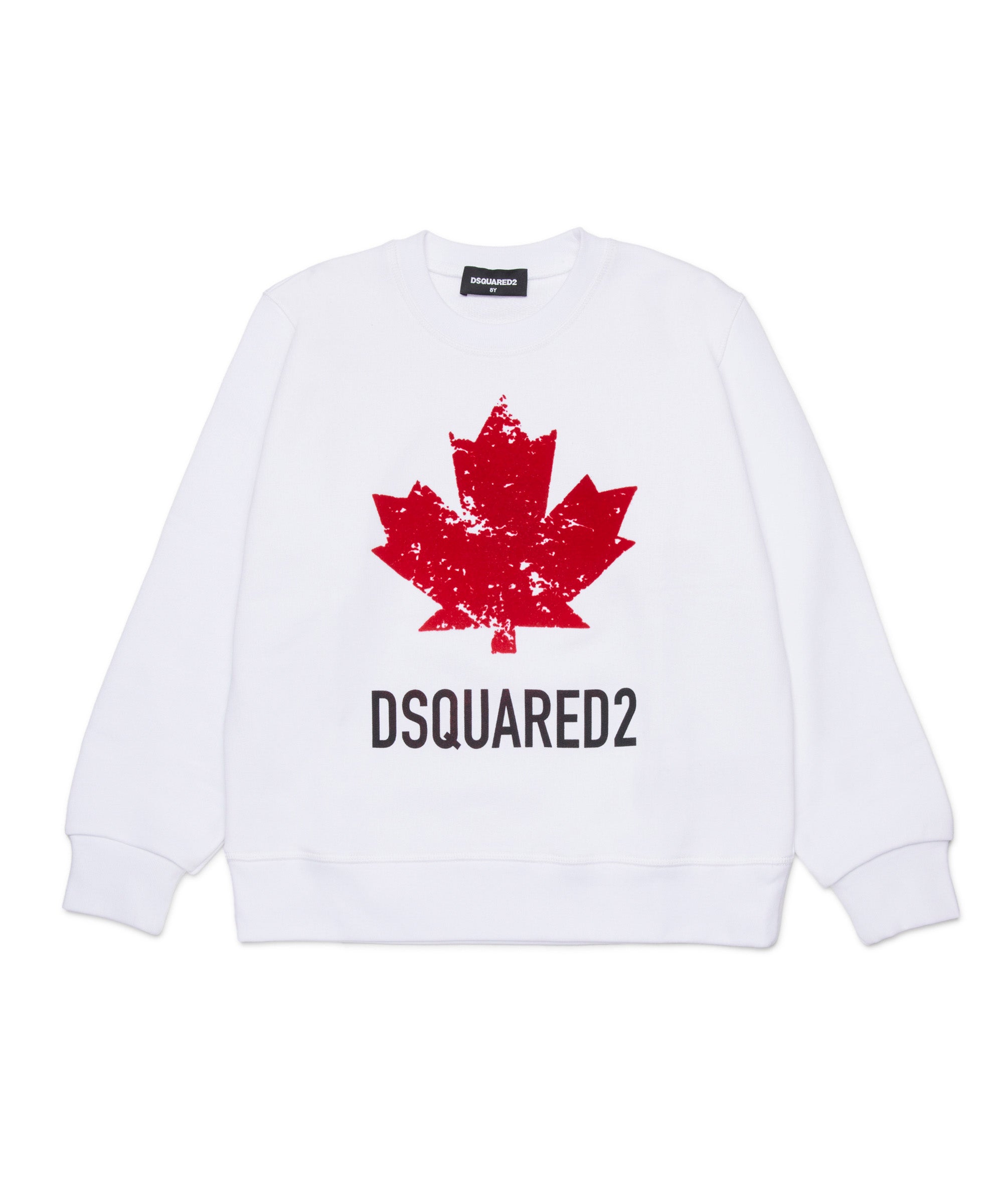 Dsquared2 Kids Felpa Girocollo Bianca con Logo Sport per Bambini