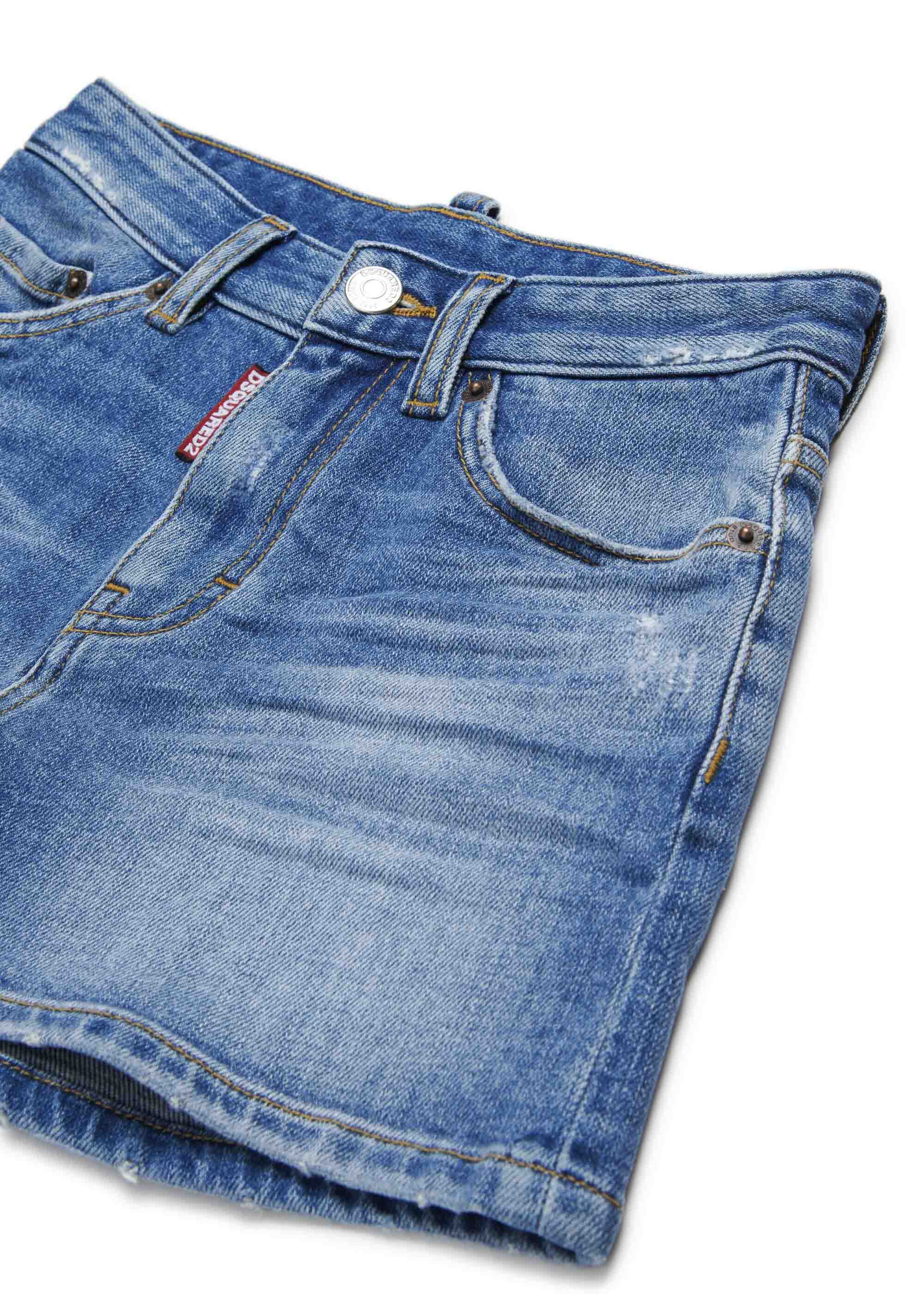 Dsquared2 Kids Short in Denim Blu per Bambine