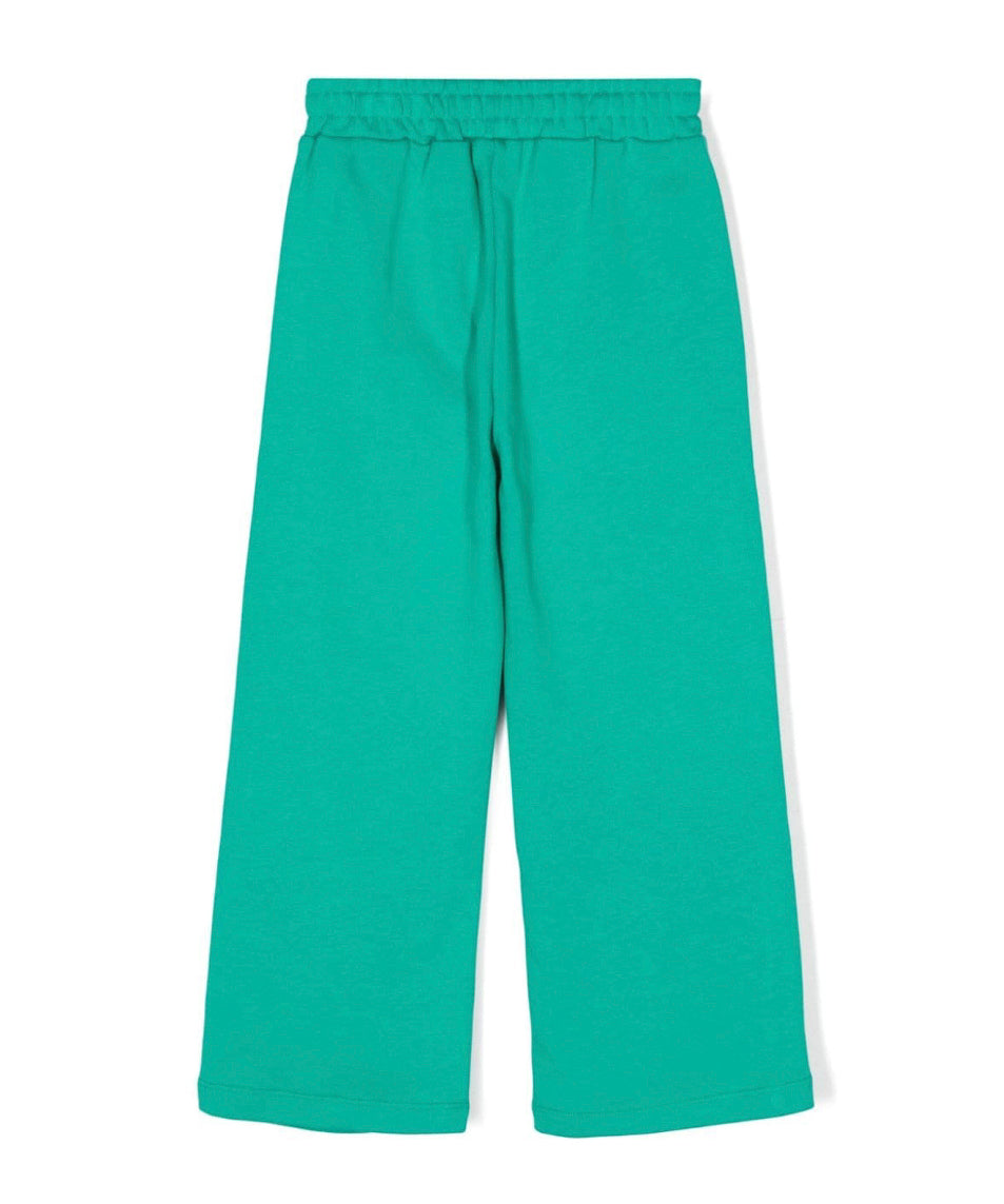 MSGM Kids Pantaloni in Tuta Verdi Wide Leg per Bambine (retro)