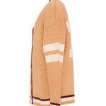 MSGM Kids Cardigan Cammello con Logo e Numero 77 per Bambine