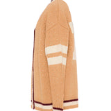 MSGM Kids Cardigan Cammello con Logo e Numero 77 per Bambine