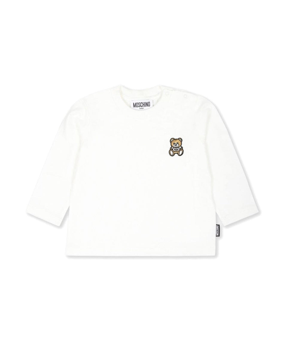 Moschino Kids T-shirt Panna Maniche Lunghe per Neonati